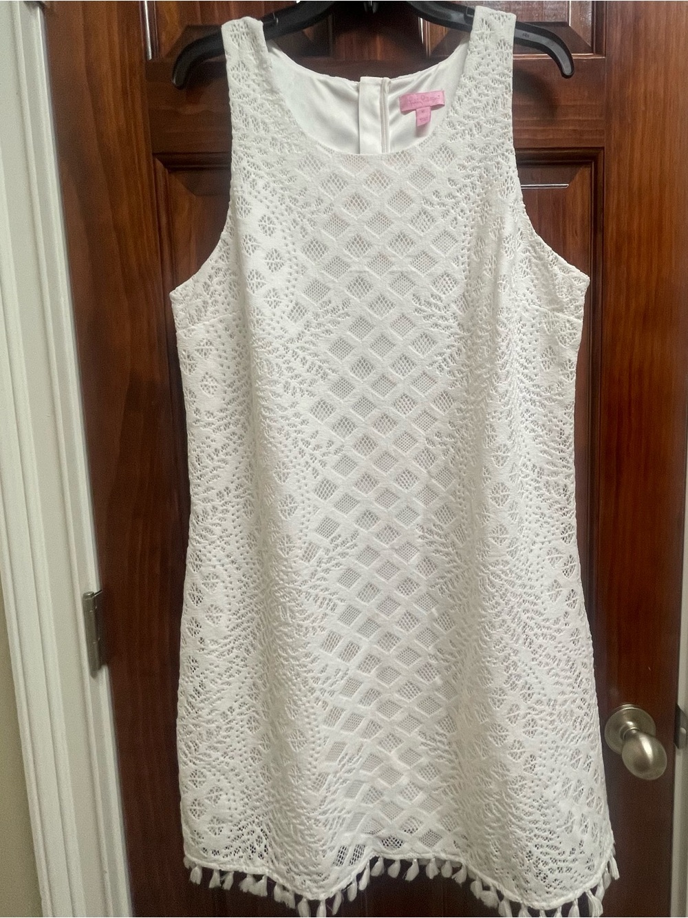Lilly Pulitzer white lace dress.